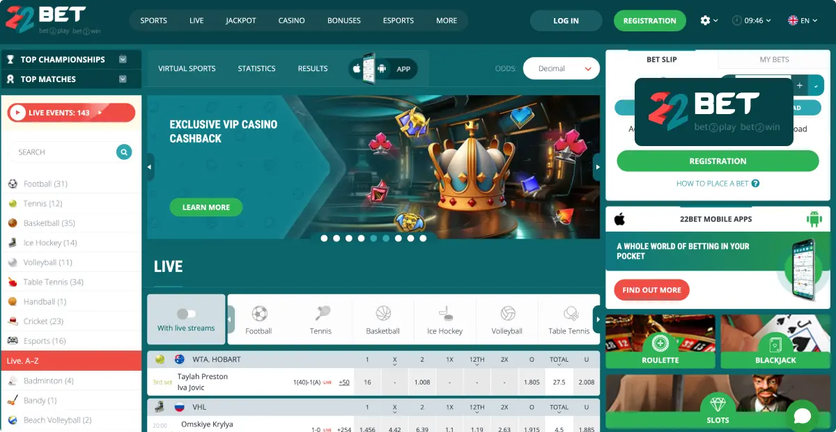 22Bet Plataforma De Deportes Y Casino